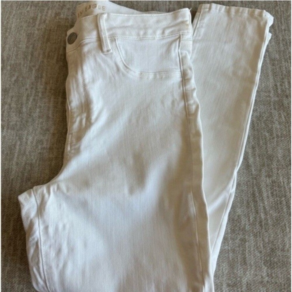 American Eagle Next Level Stretch Women's High Rise Skinny Jeans White 12 Short - Picture 2 of 6